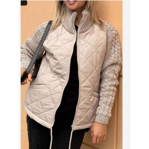 Lady quilted jacket with knitted sleeves Lune London