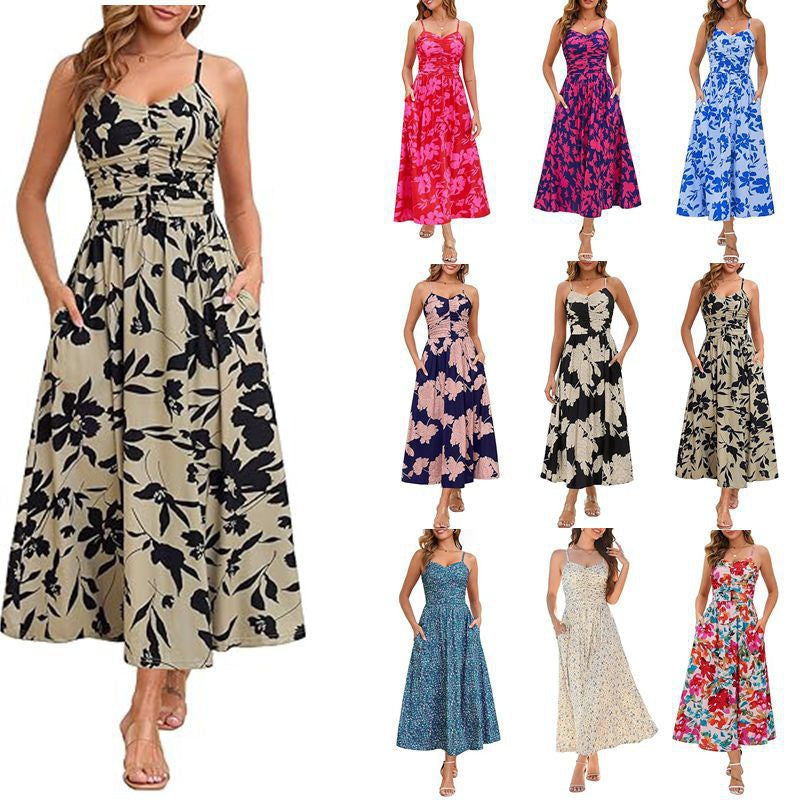 Robe maxi femme avec fines bretelles et poches latérales pratiques Chic & Stil