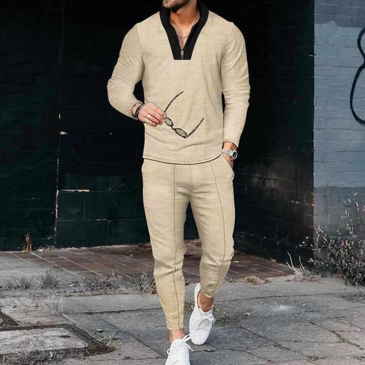 Men's sporty leisure set with modern high collar and zipper Lune London