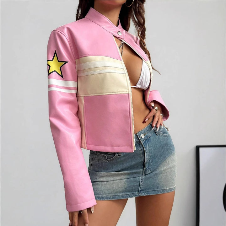 Ladies Short Sporty Jacket with Detailed Appliqués Lune London