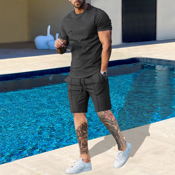 Men Short Sleeve Sports Set in Breathable Material with Elastic Waist and Side Pockets Lune London