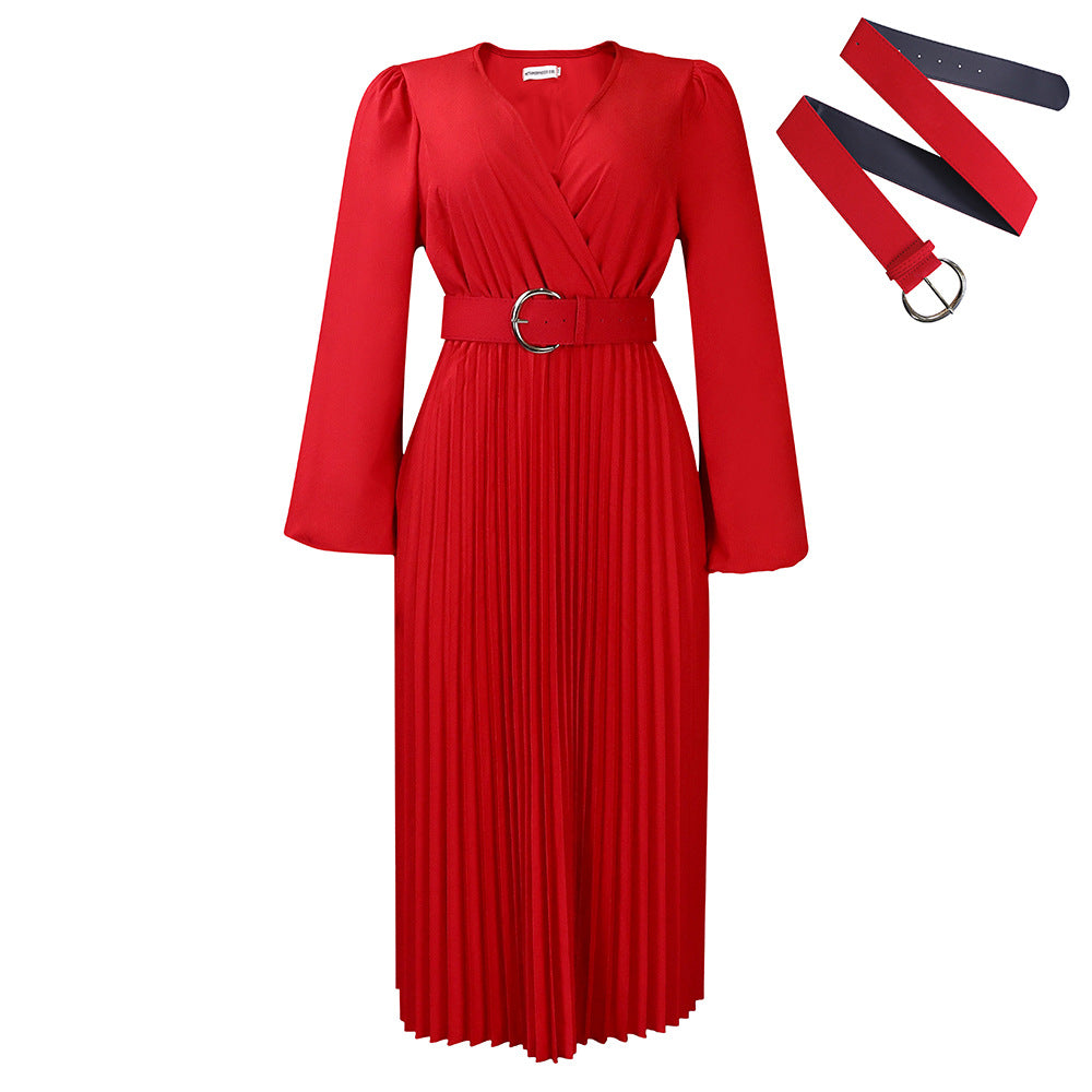 Wrap dress for women with elegant pleats and a fitted belt Lune London