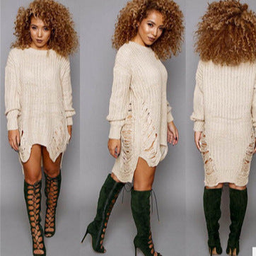 Knit dress for women with an exciting ribbed design and side slits Lune London