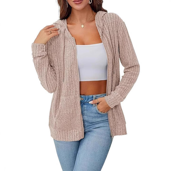 Dames sweat à capuche en tricot confortable avec zip Chic & Stil
