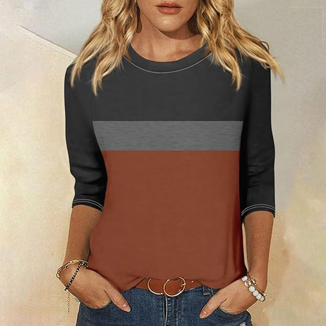 Lune London women's casual T-shirt with trendy color block design