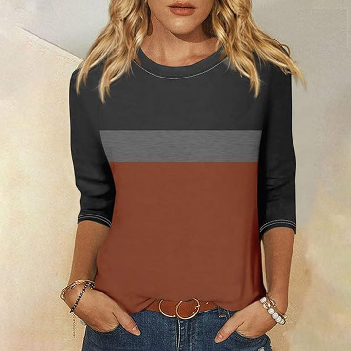 Lune London women's casual T-shirt with trendy color block design
