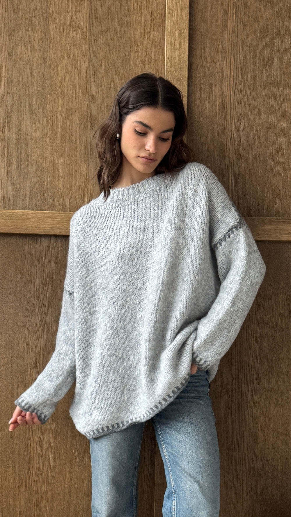 Lune London | Women's Cozy Knitted Sweater with Contrasting Accent Details