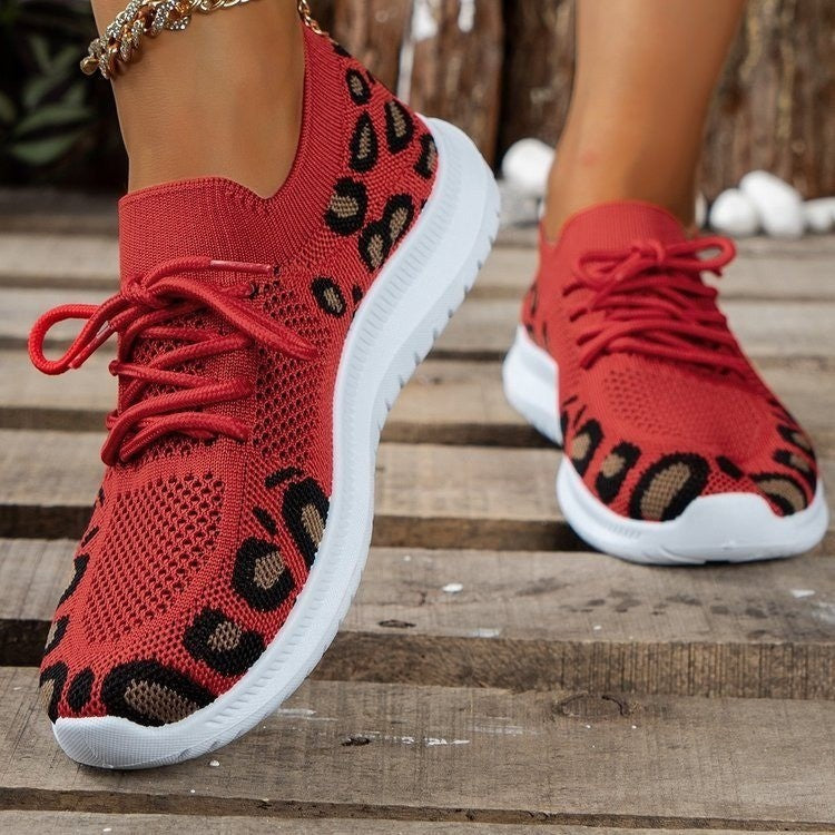 Women's sports shoes, breathable and featuring a trendy animal print Lune London
