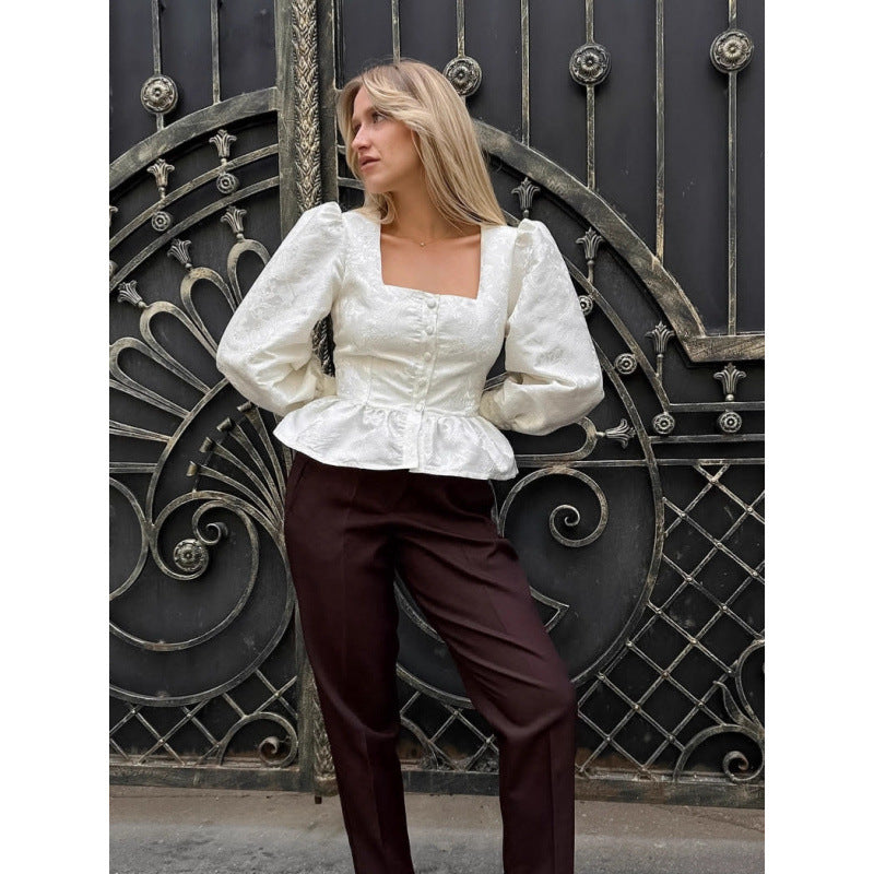 Ladies Elegant Blouse with Puff Sleeves Lune London