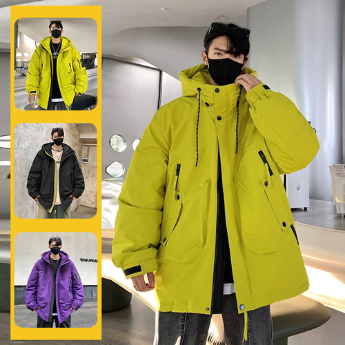 Insulated winter jacket for men with practical pockets and adjustable hood Lune London