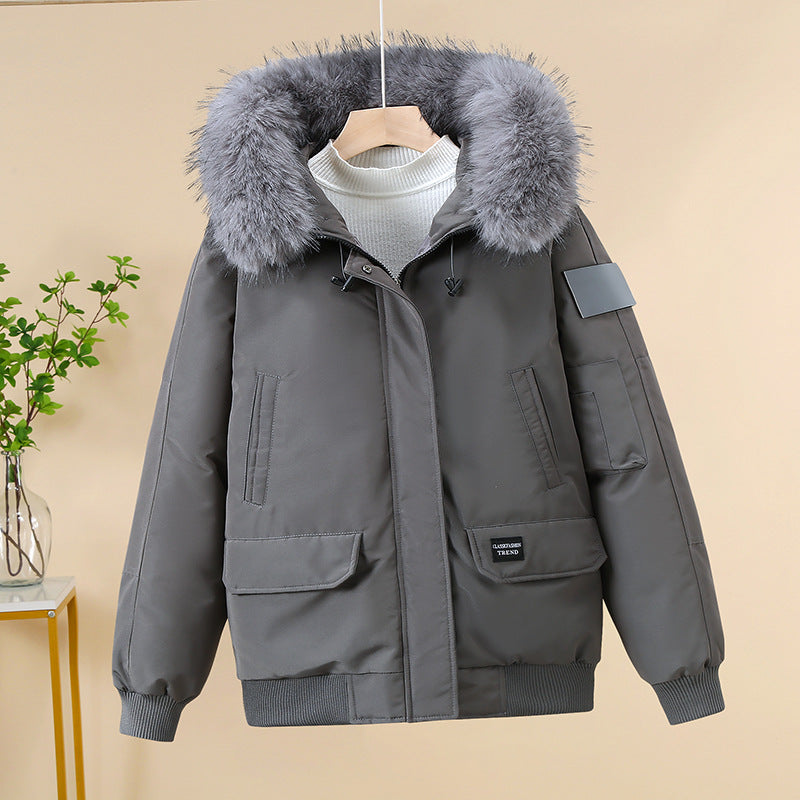 Women winter coat with removable faux fur collar and large pockets Lune London