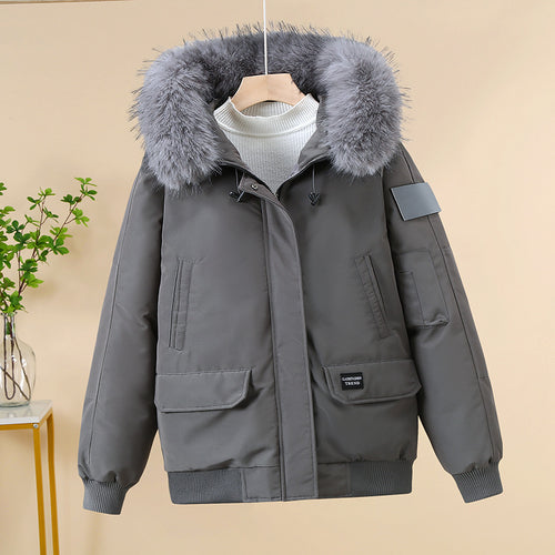 Women winter coat with removable faux fur collar and large pockets Lune London