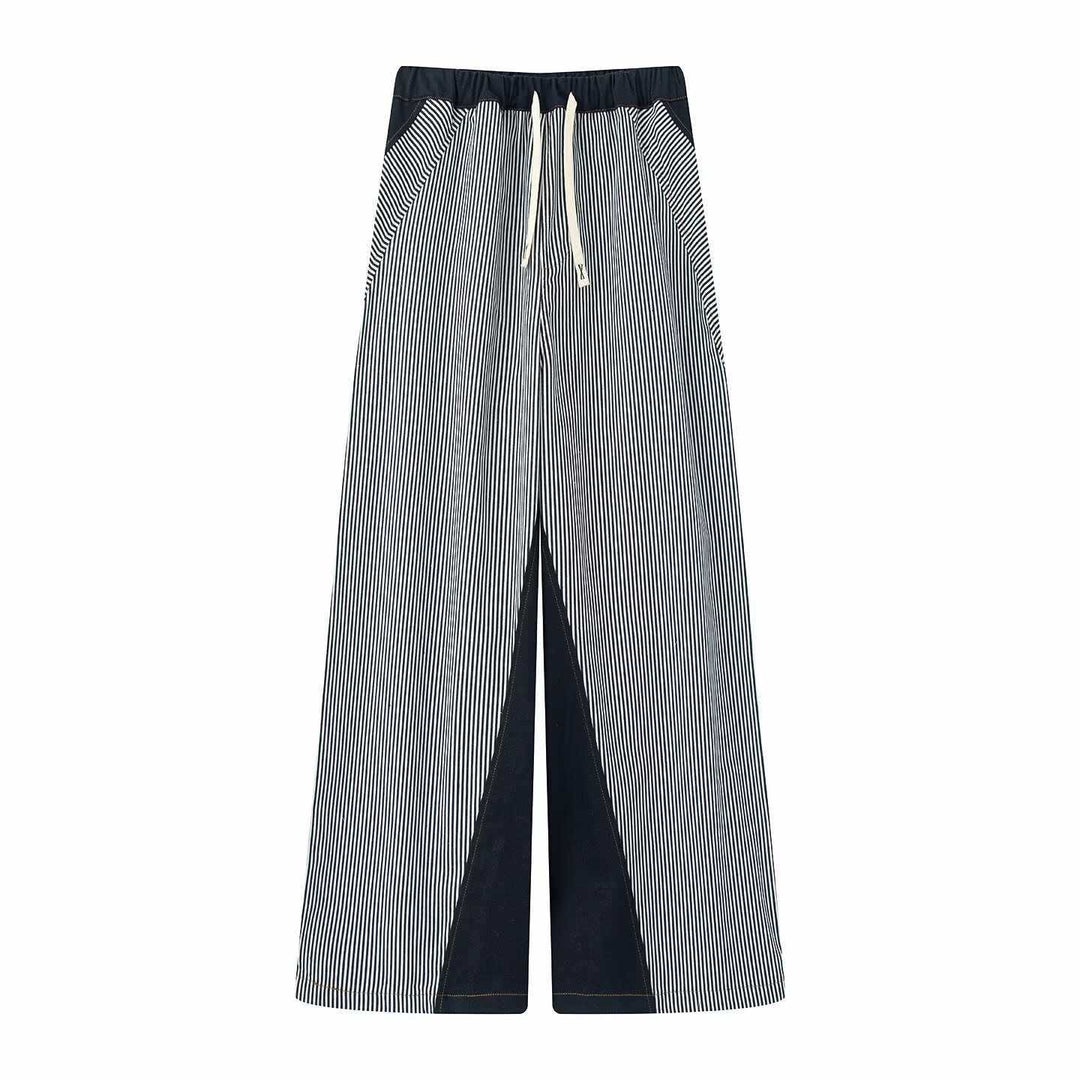 Women's wide trousers with elastic waistband and stylish stripe pattern Lune London