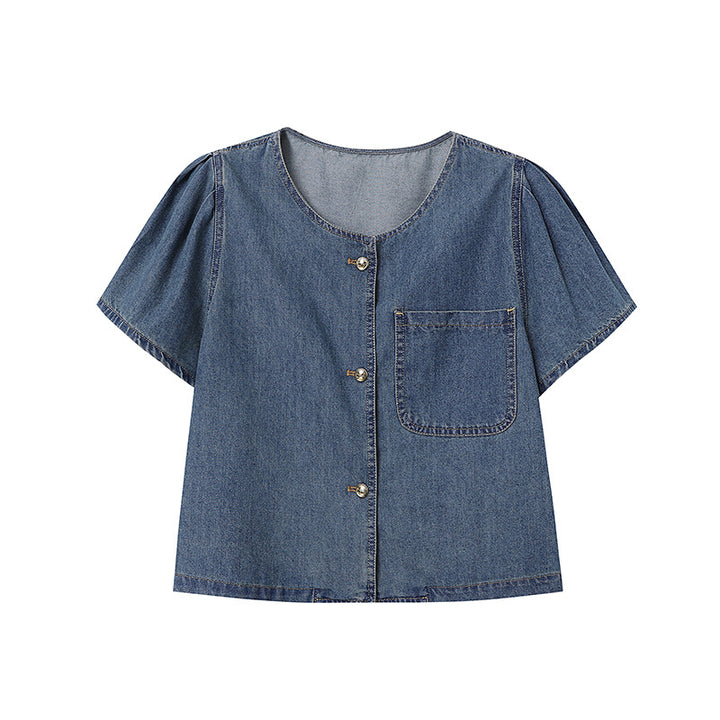 Women's casual denim jacket with voluminous sleeves and practical pockets Chic & Stil