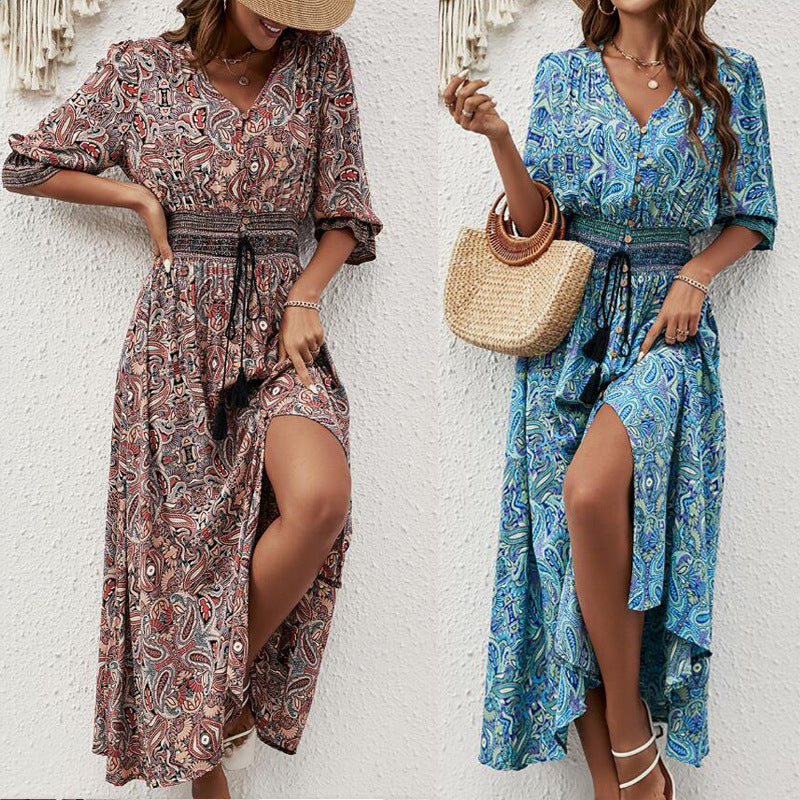 Bohemian long button maxi dress Lune London for women