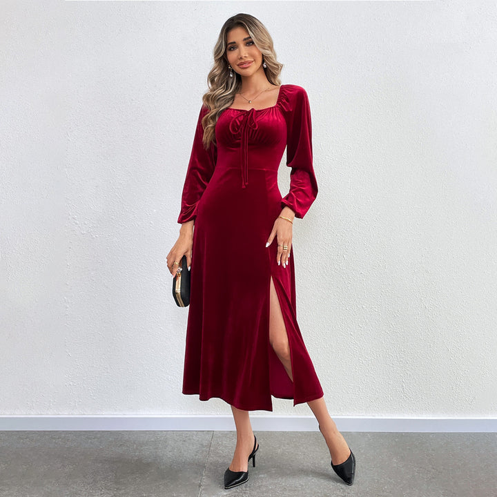 Robe maxi pour femmes avec drapés élégants et fente haute Chic & Stil