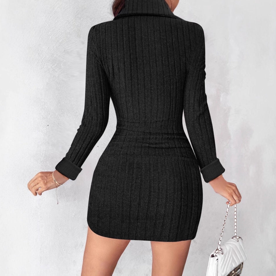 Wrap dress for women with textured design and elegant button details Lune London