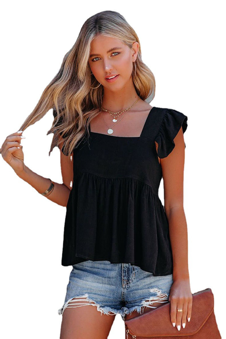Fashion top for women with ruffled sleeves and square neckline Lune London