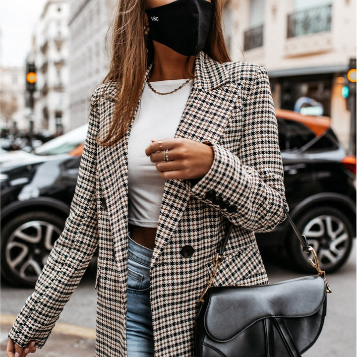 Ladies Elegant Checked Blazer Lune London