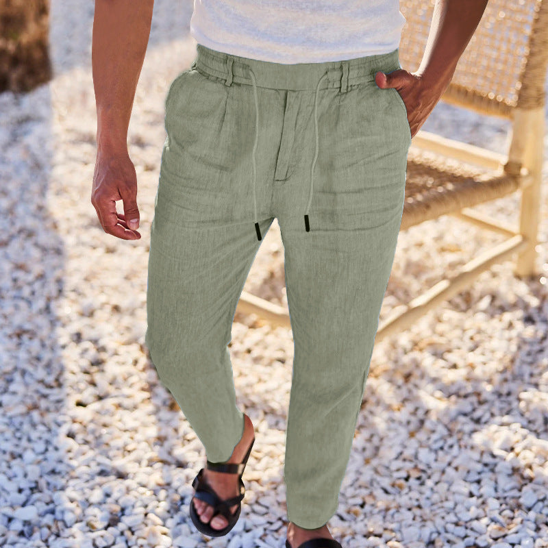 Men's casual pants with elastic waistband and side pockets. Lune London