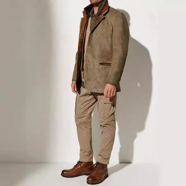 Stylish suede jacket for men with contrasting collar and practical pockets Lune London