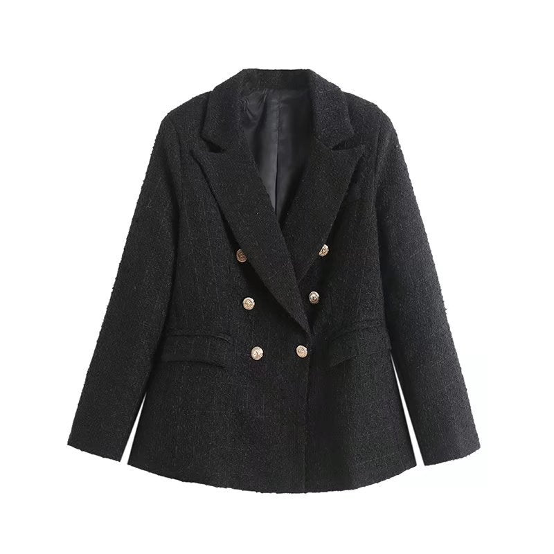 Women’s lined blazer jacket with plaid pattern and practical pockets Lune London