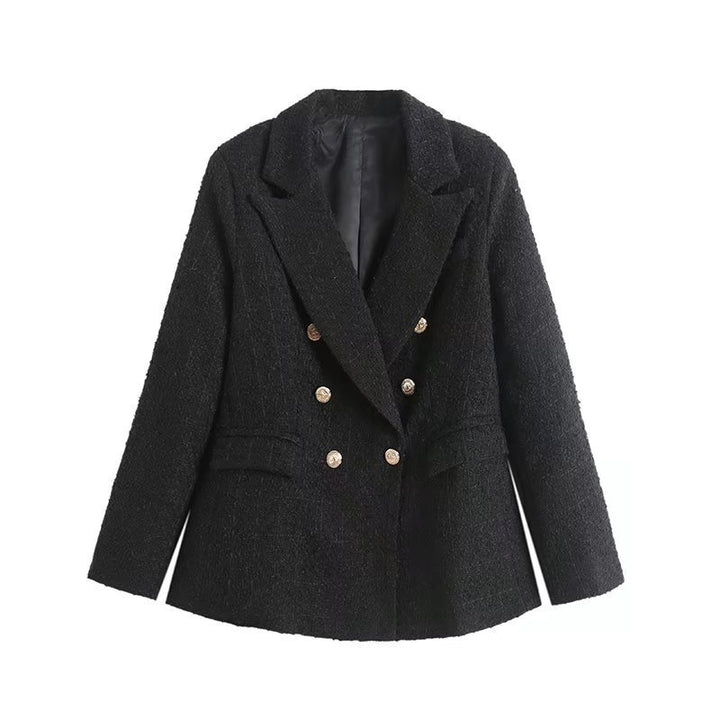 Women’s lined blazer jacket with plaid pattern and practical pockets Lune London