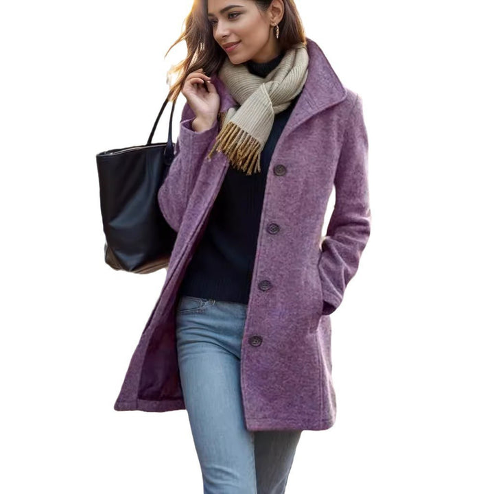 Ladies Elegant wool coat with modern button details Lune London