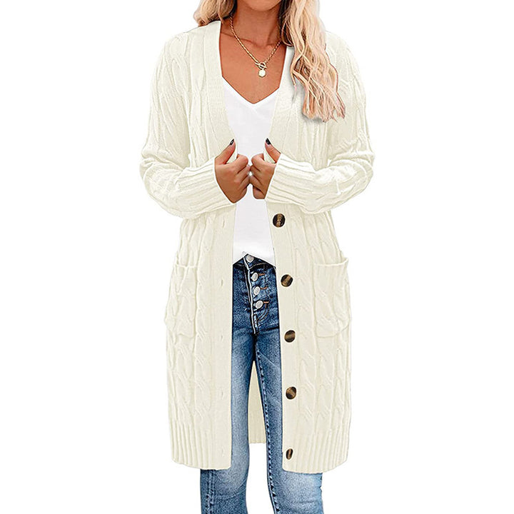 Cardigan en tricot chunky pour femmes avec poches à rabat et fermeture à boutons Chic & Stil