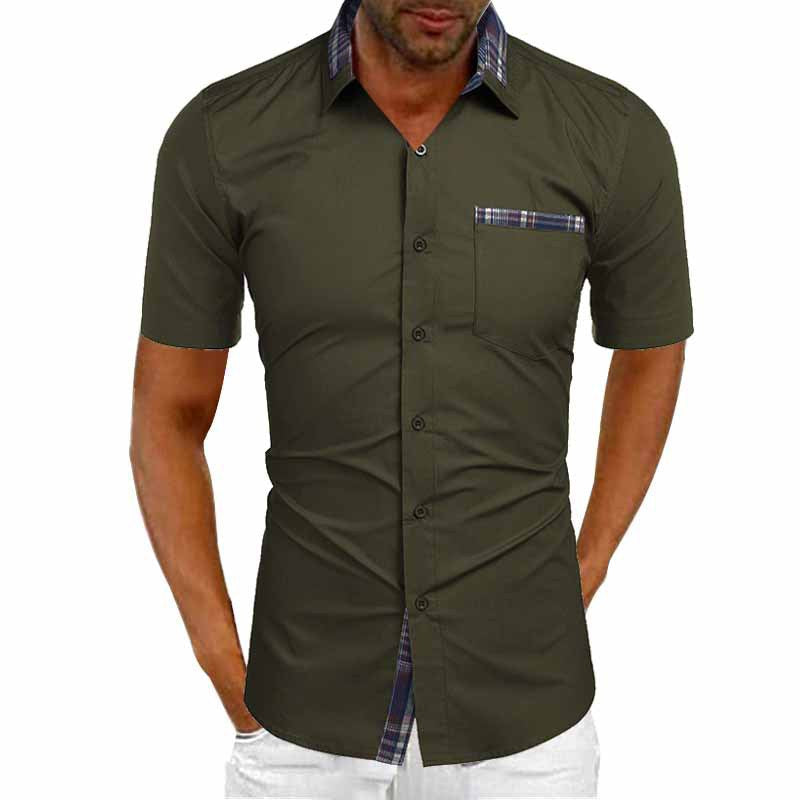 Men's Casual Short Sleeve Button-Up Shirt with Checked Accent Lune London