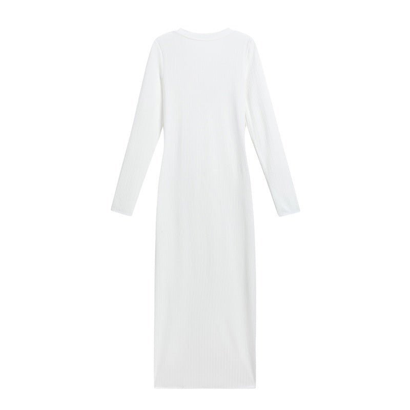 Long sleeve maxi dress for women with ribbed structure Lune London