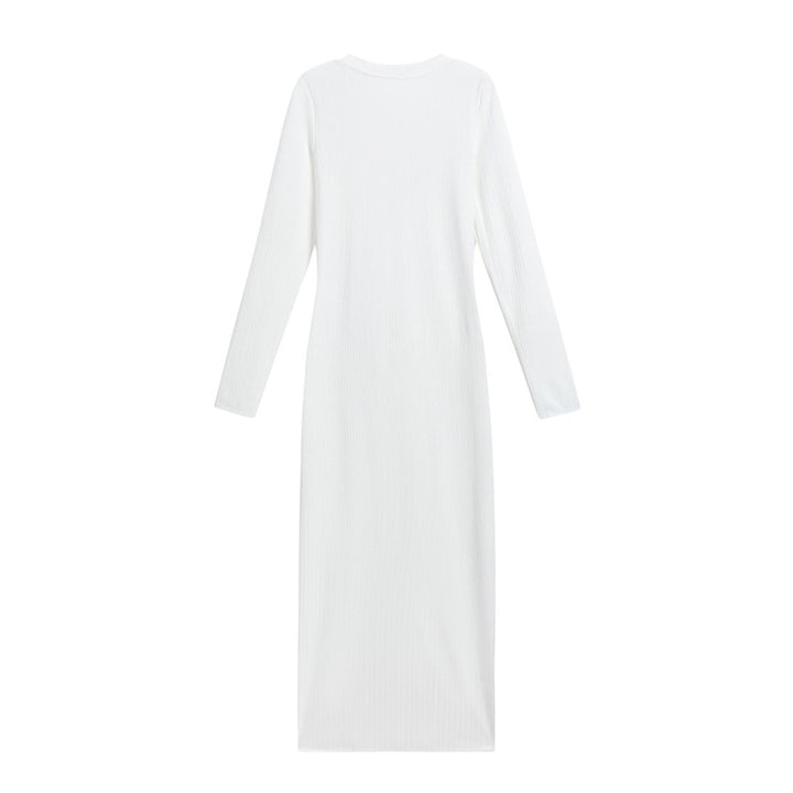 Long sleeve maxi dress for women with ribbed structure Lune London