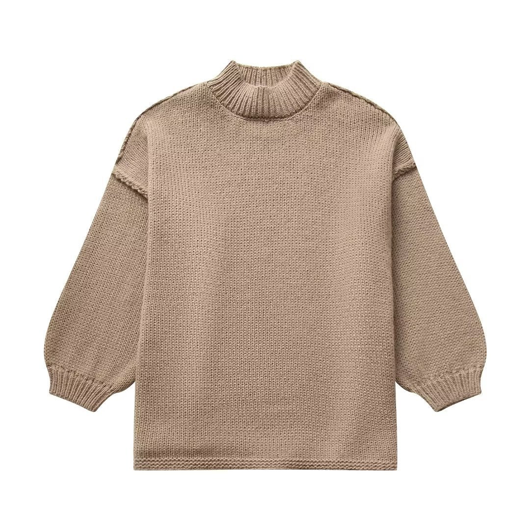 Ladies Large sweater with high collar and balloon sleeves Lune London