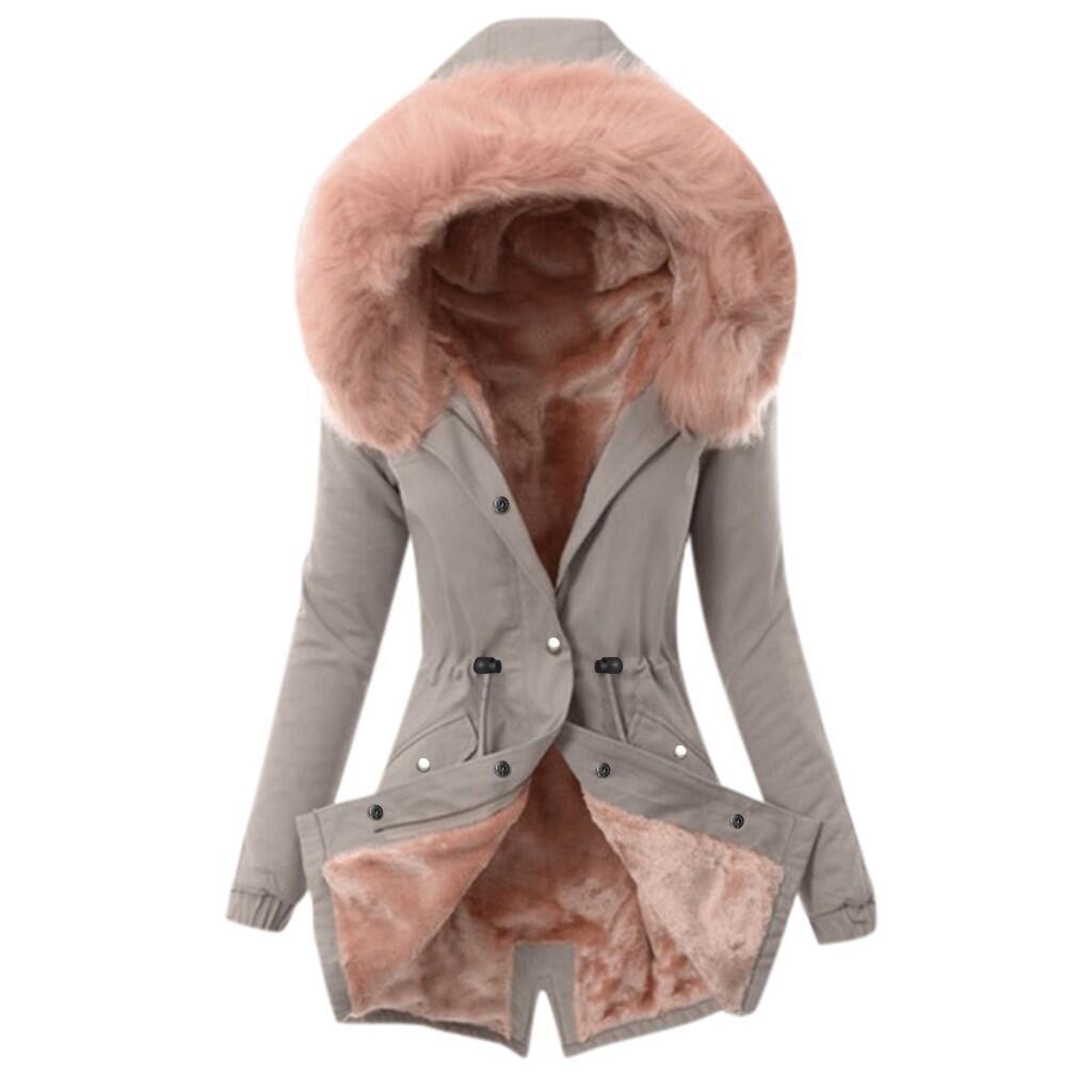 Ladies parka lined with faux fur collar Lune London