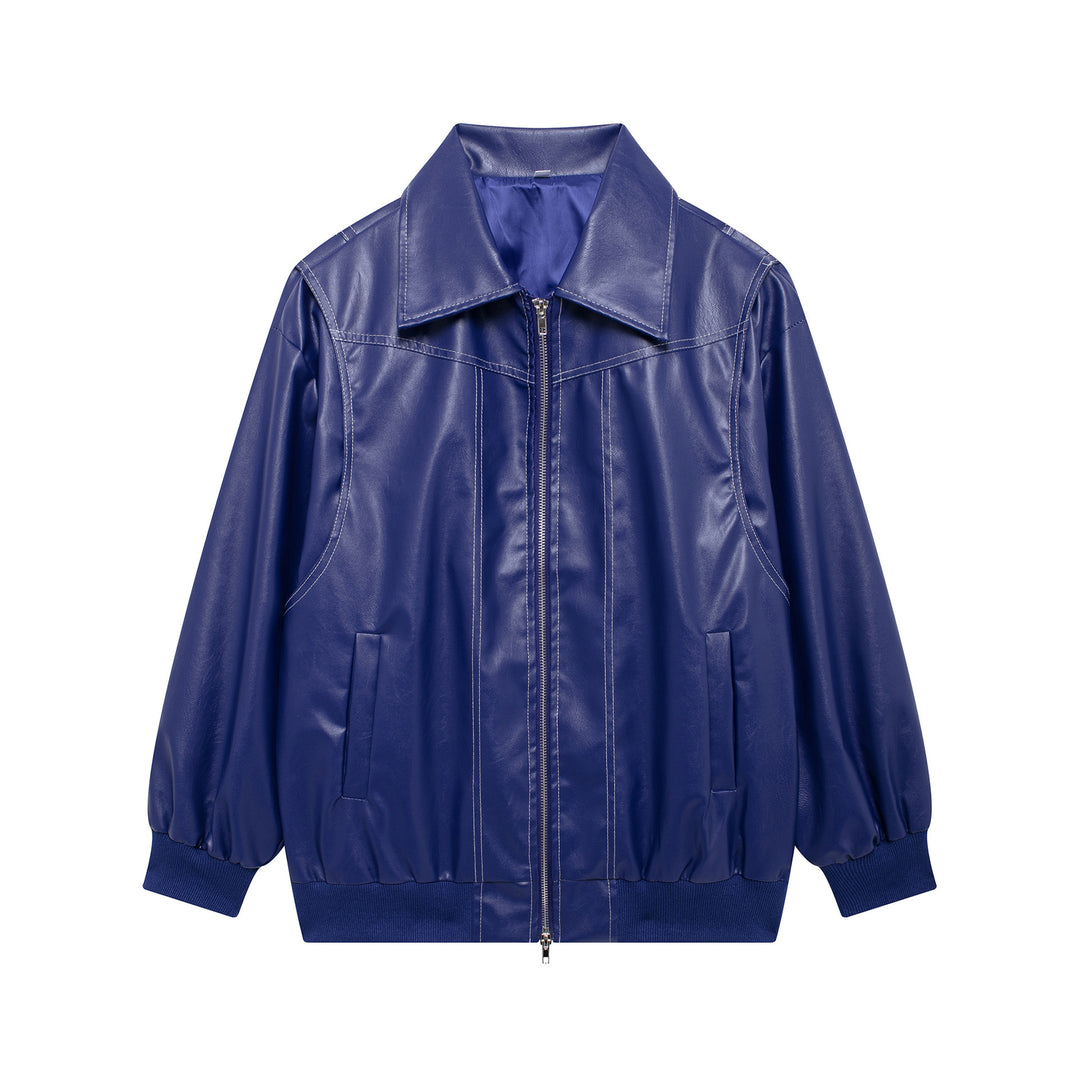 Faux leather jacket for women with elastic cuffs and a high collar Lune London