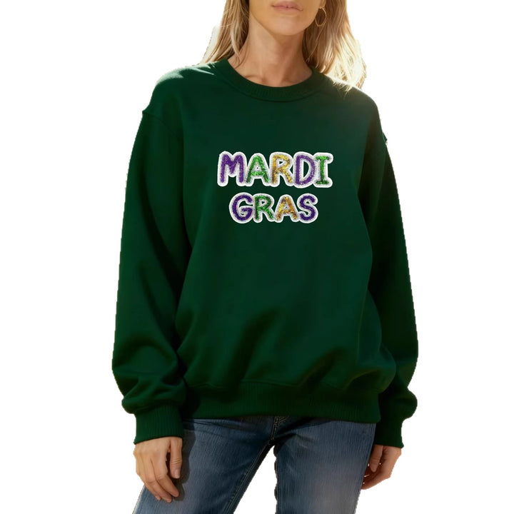 Sweat-shirt pour femmes avec lettrage vibrant de Mardi Gras Chic & Stil