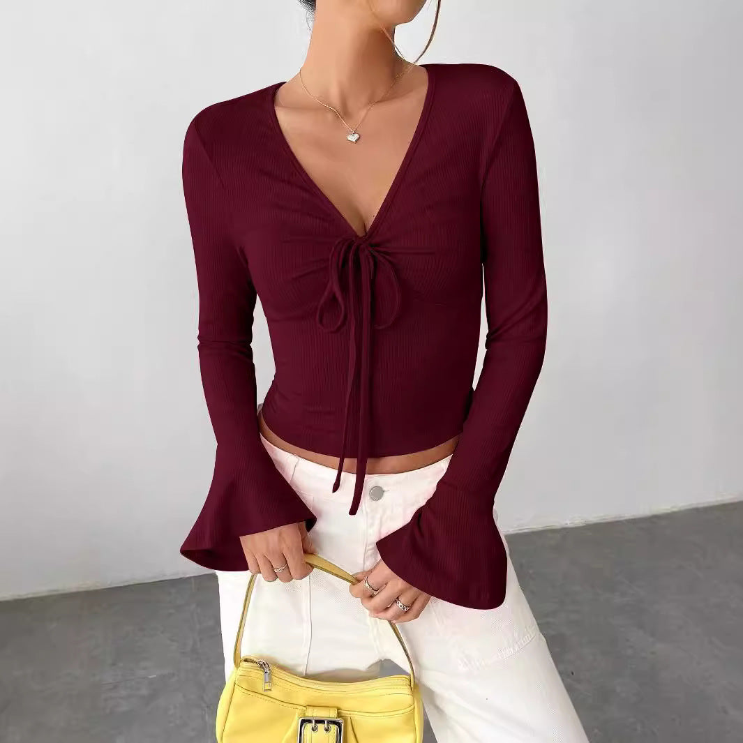 Long sleeve blouse for women with tie and wide sleeves Lune London