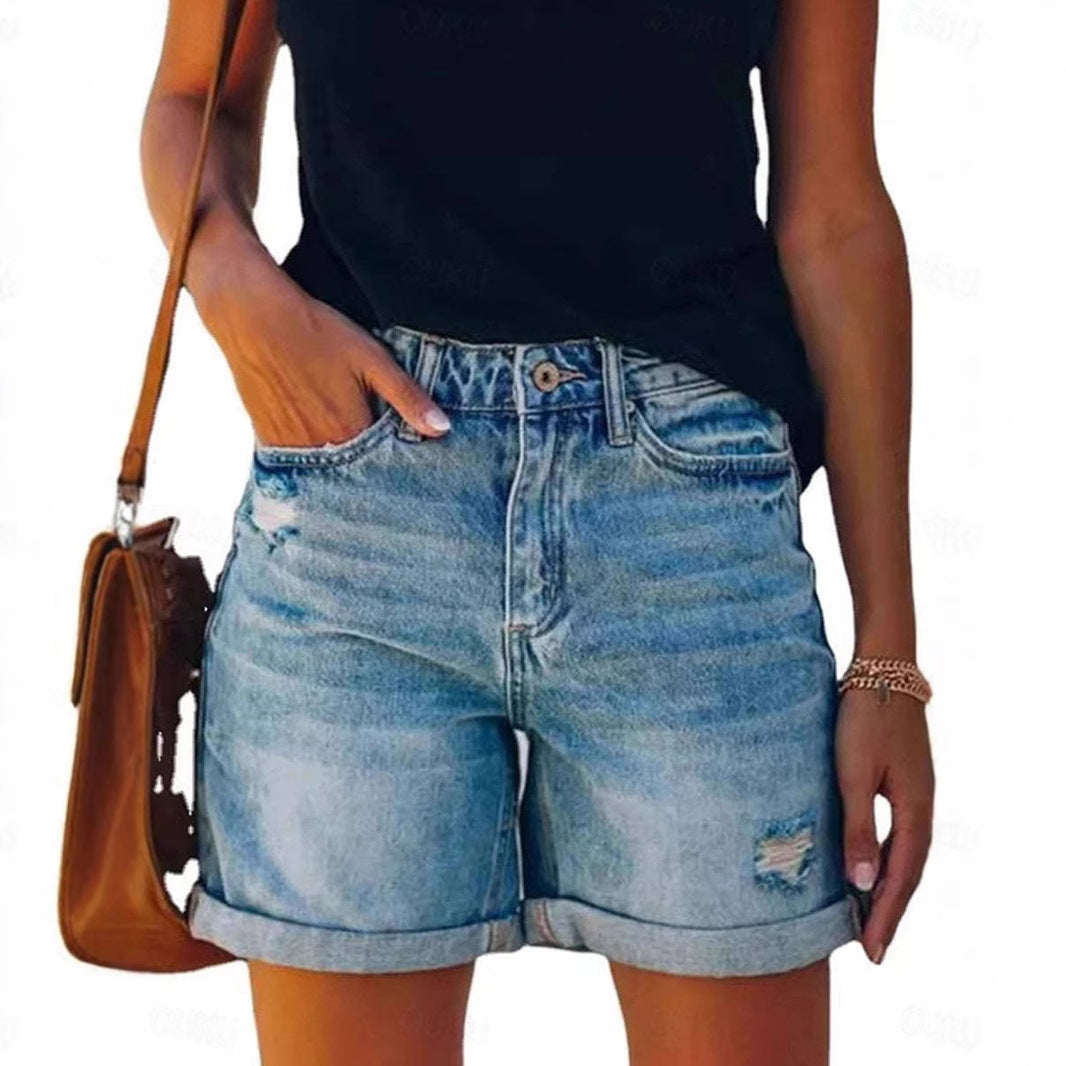 High-waisted denim shorts for women Lune London