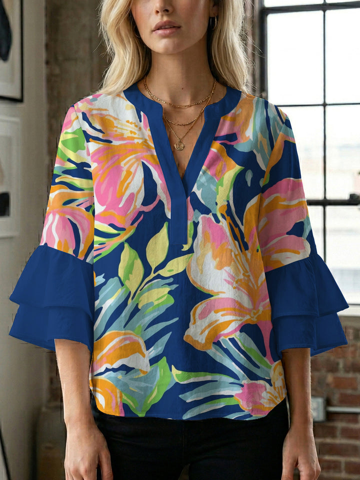 Women's blouse shirt with voluminous sleeves and floral pattern Lune London