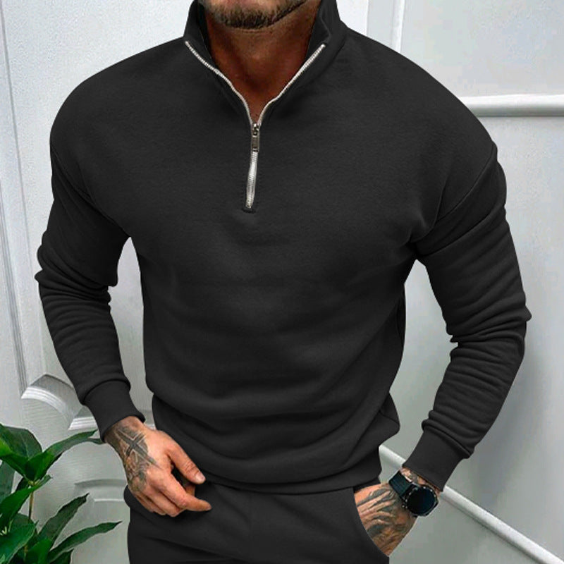 Elegant pullover for men with collar and practical zip Lune London