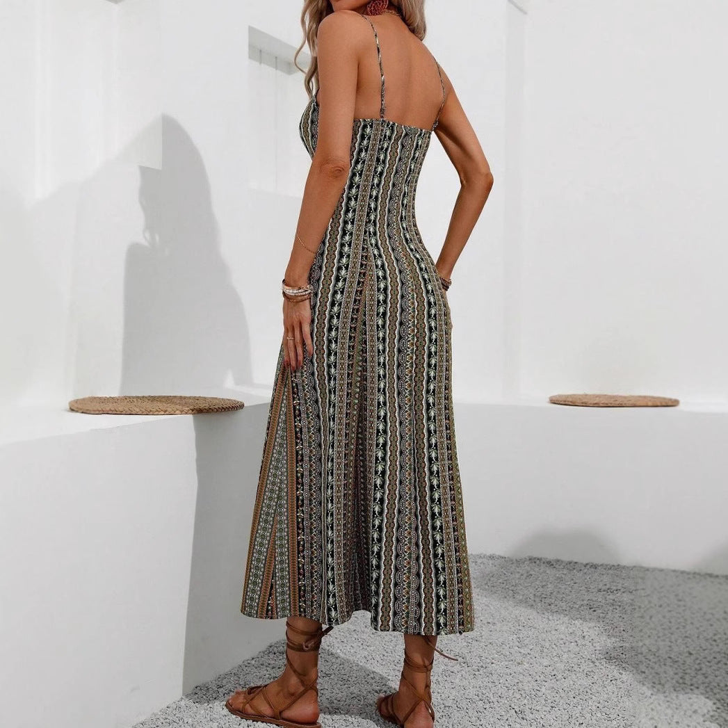 Lune London Bohemian Striped Maxi Dress for Women