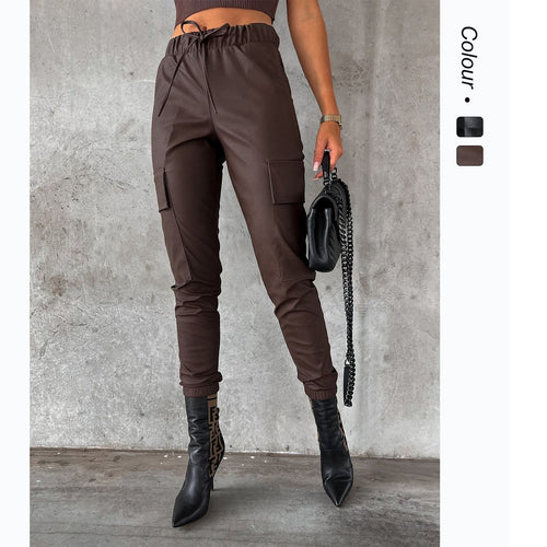 Women's cargo pants with flexible waistband and side pockets Lune London