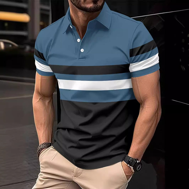 Men's Active Striped Polo Shirt Trendy Lune London
