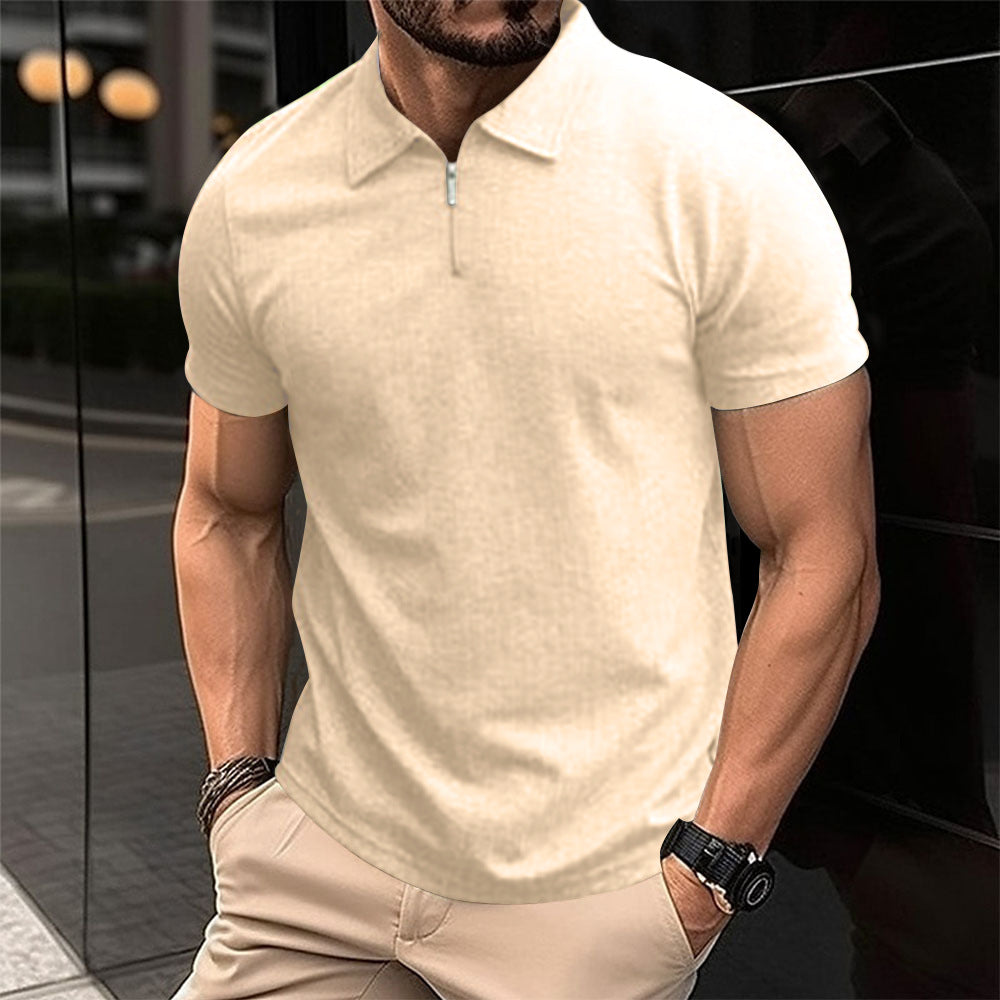 Polo for men with modern zipper and structured fabric Lune London