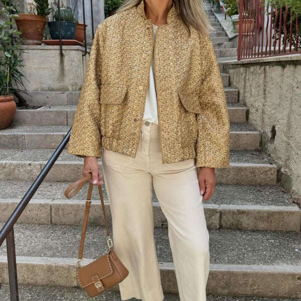 Utility jacket for women with elastic waistband and patch pockets Lune London