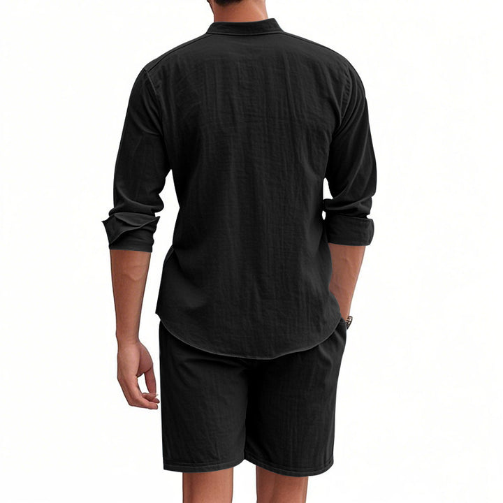 Casual linen set for men with button placket and practical pockets Lune London