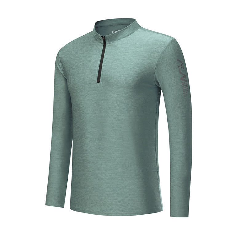 Men's functional T-shirt with modern high collar and sporty zipper Lune London