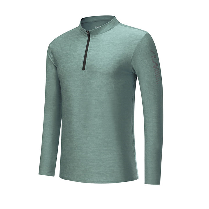 Men's functional T-shirt with modern high collar and sporty zipper Lune London
