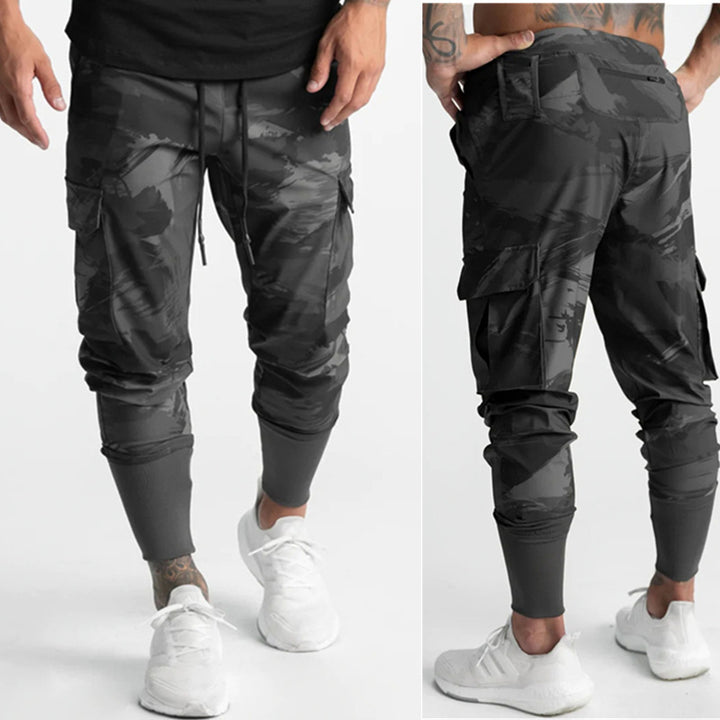 Men's cargo jogger pants with elastic waistband and handy side pockets Lune London
