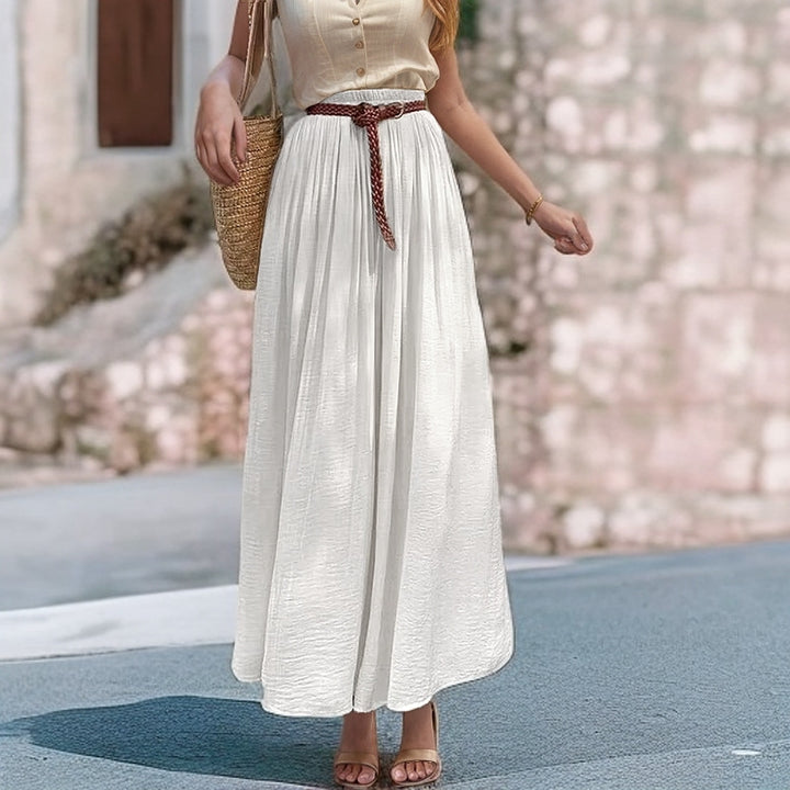 Long Maxi Dress for Women with Elastic Belt and Fluid Fabric Lune London